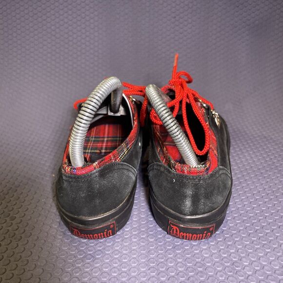 DEMONIA Deviant-05 Shoes Women Size 7 Black Red Goth Sneakers Christmas - Picture 4 of 10